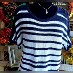 Navy Blue And White Croft & Barrow Nautical Sweater